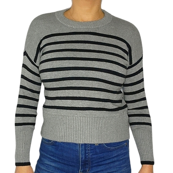 Philosophy Striped Knit Sweater Size X Small Grey Black - Picture 1 of 4